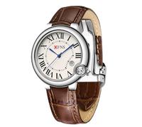 Men's Women Wrist Watches, Unisex Quartz Black Leather Strap Watch, Analog Stainless Steel Quartz Waterproof Watches for Men Women, Gifts for Men Women Couple (Men's Brown)