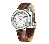 Men's Women Wrist Watches, Unisex Quartz Black Leather Strap Watch, Analog Stainless Steel Quartz Waterproof Watches for Men Women, Gifts for Men Women Couple (Women's Brown)