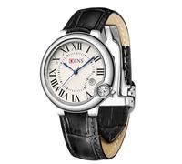 Men's Women Wrist Watches, Unisex Quartz Black Leather Strap Watch, Analog Stainless Steel Quartz Waterproof Watches for Men Women, Gifts for Men Women Couple (Men's Black)