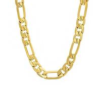 Mens Womens 24k Gold Plated 6mm Italian Figaro Link Chain Necklace 20-28' inch, 黄铜