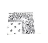 Men's/Women's Bandana Head or Neck Scarves Paisley Pattern 100% Cotton - White