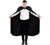 Mens Womens Black Hooded Cape for Vampire Dracula Halloween Fancy Dress Costume