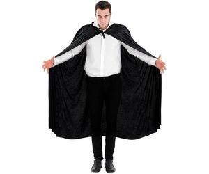Mens Womens Black Hooded Cape for Vampire Dracula Halloween Fancy Dress Costume