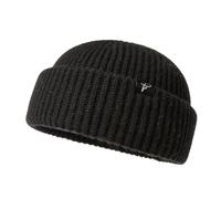 Men's Women's Black Oversized L/XL Winter Short Fisherman Beanie Merino Wool Blend Skull Watch Knit Cap Large Big Heads Durable Warm Hat Cold Weather