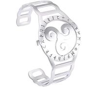 Men's Women's Bracelets Vintage Bangle Nordic Uniquent Stainless Steel Watch Ssymbol Hollow Out Engraved 24 Runes Bangle/D