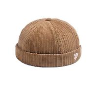 Mens Womens Brimless Hats Docker Cap Beanies Skullcap Retro Rolled Miki Hat 0072-Khaki