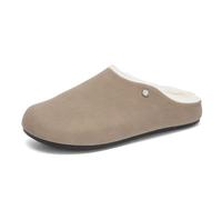 Men's Women's Casual Fleece-Lined Slippers Arch Support Soft Suede Leather Mule Shoes Waterproof Slip-On Shoes Beige 9.5 UK