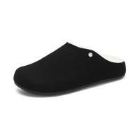 Men's Women's Casual Fleece-Lined Slippers Arch Support Soft Suede Leather Mule Shoes Waterproof Slip-On Shoes Black 5.5 UK