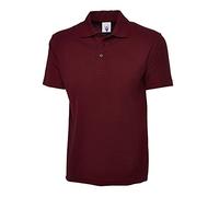 Mens & Womens Classic Polo Shirt Short Sleeve Plain Tee Top Casual Work Sports (S, Maroon)