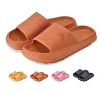Mens Womens Cloud Slippers Eva Ultra-Soft Thick Soled Toe Flip Flop Summer Bathroom Beach Pool Non Slip Sliders for Unisex Indoor Outdoor Size 3/4 - Orange