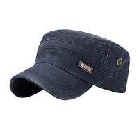 Mens Womens Cotton Flat Top Cap Hole Cotton Autumn Winter Adjustable Baseball Cap Unisex Every Day Driving Cabbie Hunting Hats Navy