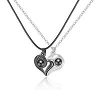 Men's Women's Couple Magnetic Attraction Chain Love Splicing Sun Moon Pendant Projection 100 Languages I Love You Set Necklace Jewellery