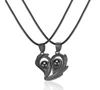 Men's Women's Couple Magnetic Attraction Chain Love Splicing Sun Moon Pendant Projection 100 Languages I Love You Set Necklace Jewellery