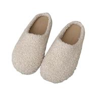 Men's Women's Couples Winter Home Indoor Slippers - Women's Men's Plush Slippers Plain Mules Slippers Comfortable House Slippers Non-Slip Plush Slippers Floor Shoes, White, 7 UK