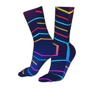 Men'S Women'S Crew Socks Neon Light Aperture Hexagon Casual Athletic Socks Cute Fun Sockings For Hiking Sports Running