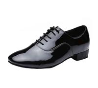 Mens Womens Dance Shoes Suede Sole Leather Ballroom Dancing Character Shoes for Tango Salsa Latin,Black 1,8 UK