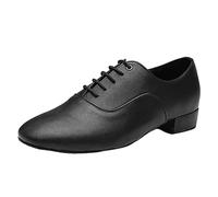 Mens Womens Dance Shoes Suede Sole Leather Ballroom Dancing Character Shoes for Tango Salsa Latin,Black 2,7 UK