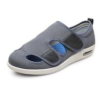 Men's Women's Diabetic Orthopedic Sandals, Adjustable Wide Width Mesh Shoes with Multi-Layer Cushion Insole for Arthritis Edema Swollen Feet, Gray-46 EU