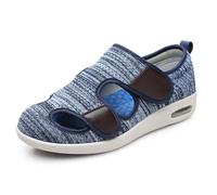 Men's Women's Diabetic Orthopedic Sandals, Adjustable Wide Width Mesh Shoes with Multi-Layer Cushion Insole for Arthritis Edema Swollen Feet, Light Blue-46 EU