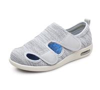 Men's Women's Diabetic Orthopedic Sandals, Adjustable Wide Width Mesh Shoes with Multi-Layer Cushion Insole for Arthritis Edema Swollen Feet, Light Gray-43 EU