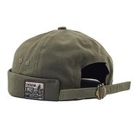 Mens Womens Docker Cap Denim Brimless Hats Beanie Worker Sailor Rolled Cuff Retro with Adjustable Cuff Harbour Lightweight Fisherman Summer Waterproof Brimless Worker Sailor Hat (Denim Army Green)