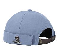 Mens Womens Docker Cap Denim Brimless Hats Beanie Worker Sailor Rolled Cuff Retro with Adjustable Cuff Harbour Lightweight Fisherman Summer Waterproof Brimless Worker Sailor Hat (Maple - Blue)