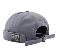 Mens Womens Docker Cap Denim Brimless Hats Beanie Worker Sailor Rolled Cuff Retro with Adjustable Cuff Harbour Lightweight Fisherman Summer Waterproof Brimless Worker Sailor Hat (Denim Gray)