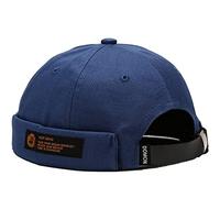 Mens Womens Docker Cap Denim Brimless Hats Beanie Worker Sailor Rolled Cuff Retro with Adjustable Cuff Harbour Lightweight Fisherman Summer Waterproof Brimless Worker Sailor Hat (Blue)