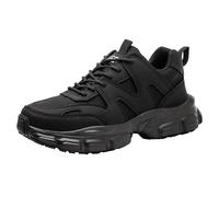 Mens Womens Fashion Steel Toe Cap Trainers Lightweight Puncture-Resistant Safety Trainers Non Slip Industrial Work Sneakers,Black,9.5 UK