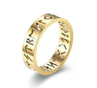 Men's Women's Gold Norse Viking Rune Band Ring Stainless Steel Jewelry Size 7-12-7