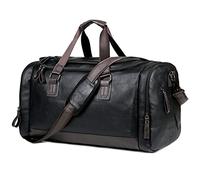 Mens Womens Golf Duffel Bags - Large Capacity Gym Bag with Shoulder Strap - 52 L Leather Handbag for Travel Fitness (Black,21 * 10.6 * 11.4 Inch)