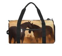 Mens Womens Gym Bag, Horses in Love Print Duffle Bags,travel Gym Duffle Bag,garment Duffle Bag,gym Bag with Shoe Compartment, Horses in Love, One Size