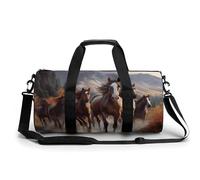 Mens Womens Gym Bag, Horses Print Duffle Bags,travel Gym Duffle Bag,garment Duffle Bag,gym Bag with Shoe Compartment, Horses, 17.7in/9in/9in