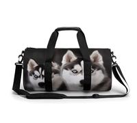Mens Womens Gym Bag, Husky Dog Print Duffle Bags,travel Gym Duffle Bag,garment Duffle Bag,gym Bag with Shoe Compartment, Husky Dog, 17.7in/9in/9in