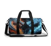 Mens Womens Gym Bag, Ice And Fire Dragons Print Duffle Bags,travel Gym Duffle Bag,garment Duffle Bag,gym Bag with Shoe Compartment, Ice and Fire Dragons, 17.7in/9in/9in
