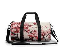 Mens Womens Gym Bag, Japanese Floral Cherry Blossom Print Duffle Bags,travel Gym Duffle Bag,garment Duffle Bag,gym Bag with Shoe Compartment, Japanese Floral Cherry Blossom, 17.7in/9in/9in