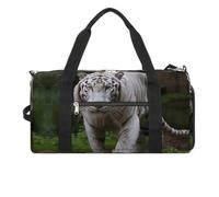 Mens Womens Gym Bag, Majestic White Bengal Tiger Print Duffle Bags,travel Gym Duffle Bag,garment Duffle Bag,gym Bag with Shoe Compartment, Majestic White Bengal Tiger, One Size