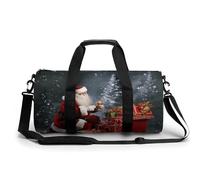 Mens Womens Gym Bag, Merry Christmas Santa's Gift Print Duffle Bags,travel Gym Duffle Bag,garment Duffle Bag,gym Bag with Shoe Compartment, Merry Christmas Santa's gift, 17.7in/9in/9in