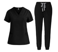 Mens Womens Hospital Doctors Scrub Trousers Top Set, Medical Doctor Uniform, Lightweight Fabric Medical Jogger Suit Slim Fit Elastic Yoga Waistband Trousers Work Wear, Beautician Surgical s