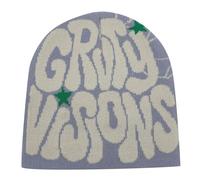 Men's Women's Jacquard Knitted Hat Winter Warm Letter Design Ear Cap for Adults Silver