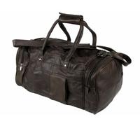Mens Womens Leather Multi Zip Holdall Travel Hoilday (Brown)