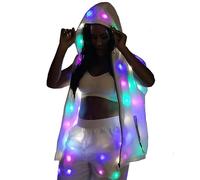 Mens Womens LED Flash Light Rave Jacket Pants Baseball Hoodies Sport Outwear Party Costume Xmas Fancy Dress (XXL-3XL, Vest)