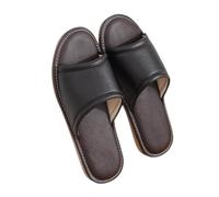 Men's Women's Luxury Genuine Leather Slippers Fashion Open Toe Flat Soft Lightweight Non-Slip House Shoes Comfort Office Bedroom Home Slippers