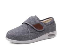 Mens Womens Memory Foam Diabetic Shoes Adjustable Extra Wide Comfy Warm Arthritis Edema Shoes Anti Slip Walking Slipper,Grey,11.5 UK