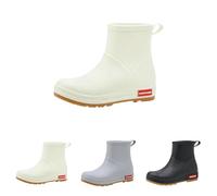 Men's Women's Non-Slip Wellington Boots, Short Garden Boots, Breathable Waterproof Rubber Ankle Boots, Vintage Slip-On Boots, Rain Boots, Lightweight Casual Garden Shoes, Half Height Rain Shoes, beige