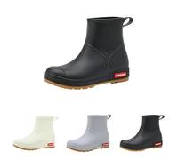 Men's Women's Non-Slip Wellington Boots, Short Garden Boots, Breathable Waterproof Rubber Ankle Boots, Vintage Slip-On Boots, Rain Boots, Lightweight Casual Garden Shoes, Half Height Rain Shoes, black