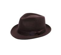 Mens Womens Party Wear Wool Trilby Hat Unisex Fedora Adjustable Grosgrain Band Plain Stylish Hat Brown