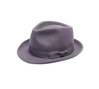 Mens Womens Party Wear Wool Trilby Hat Unisex Fedora Adjustable Grosgrain Band Plain Stylish Hat Grey