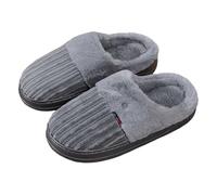 Mens Womens Plus Size Fur Slippers Slip On Winter Slippers Plush Lined Closed Mules Ribbed Top Thick Sole Slippers Home Bedroom Indoor, 01 Grey, 10 UK