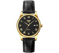 Mens Womens Quartz Watch Roman Numeral Business Casual Fashion Analog Wrist Watch Classic Calendar Date Window 30M Waterproof Comfortable Leather Watches, Women Gold Black, Fashion, Classic, Vintage